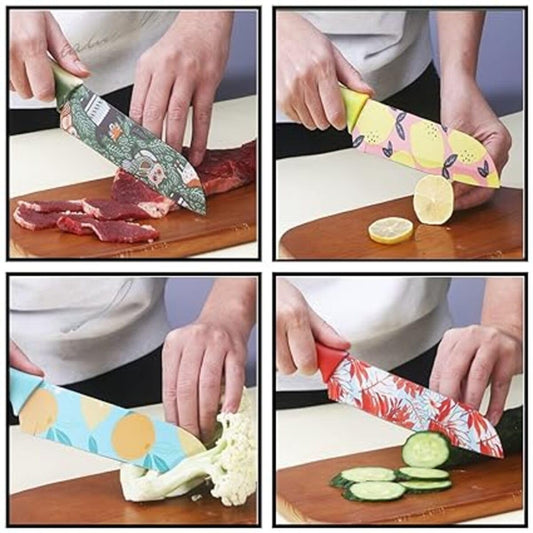 Printed Knife Set, Stainless Steel Knife for Kitchen Use, Home Use (Pack of 3)