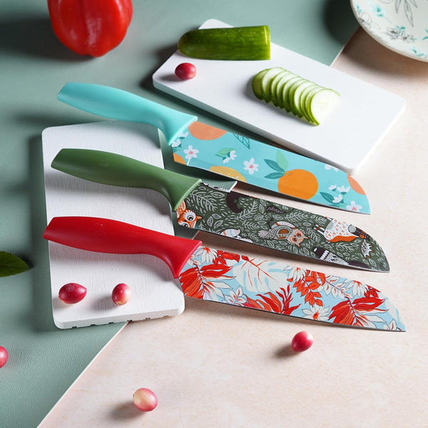 Printed Knife Set, Stainless Steel Knife for Kitchen Use, Home Use (Pack of 3)